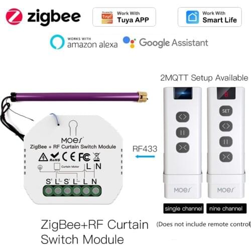 Tuya ZigBee RF433 Curtain Smart Switch Module APP Smart Life With Alexa Google Home Motorized Roller Shutter Blinds Motor 2MQTT