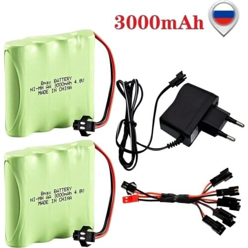 Upgrade 4.8v 3000mah Battery and Charger Sets For Rc toys Cars Tanks Robots Boats Guns Ni-MH/NiMH AA 4.8 V Battery Pack