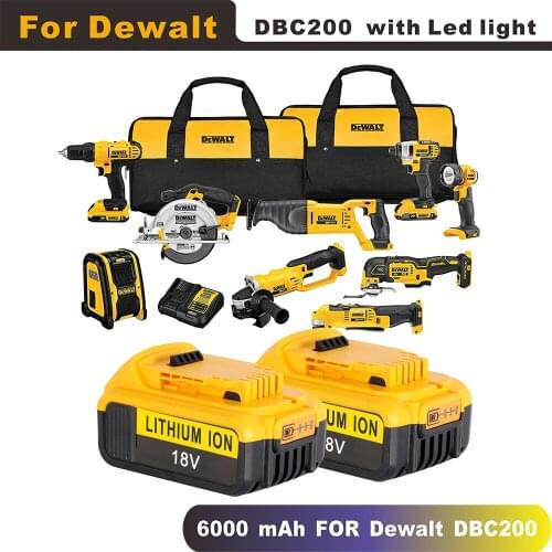 New 18V 6000mAh Li-ion Battery For DeWalt DCB180,DCB181,DCB182,DCB200,DCB201,DCB201-2,DCB203 can replace 20V
