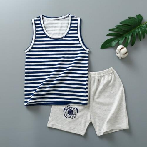 Baby Boy Clothes For Age 2 3 4 5 6 Girls Vest+shorts Clothing Set Toddler Striped Top And Pants Sport Suit Children Nightwear