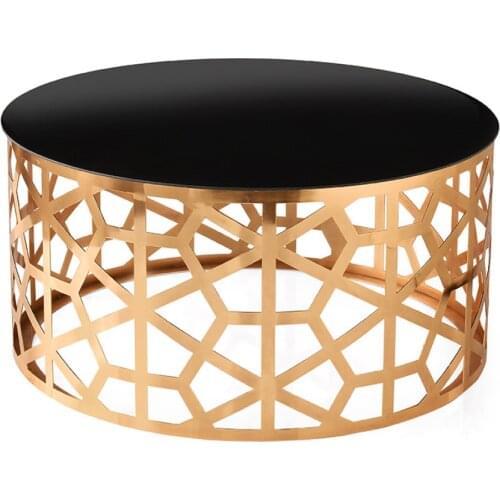 Modern Oxford Medium coffee table Gold Plated Black Glass coffee tables table basse furniture living room table
