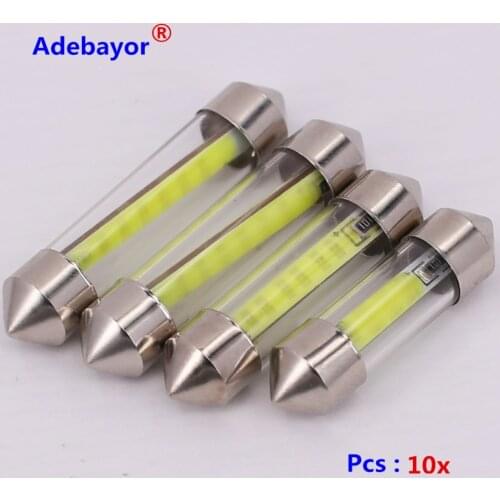 20pcs White Car Arrival Durable COB LED Chips C5W 31/36/39/41mm Car Interior Glass Lens Festoon Dome Reading Light