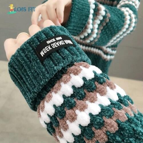 Knitwear Winter Pullovers Sweaters Women Autumn Turtle Neck Loose Sweater Jumper Female Striped Khaki Chic Sweater Tops Dropship