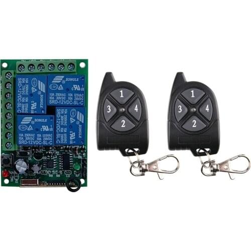 433MHz Universal Wireless Garage Remote Control Switch DC 12V 24V 10V 4CH 10A RF Relay Receiver Transmitter For Gate/Motor/Light