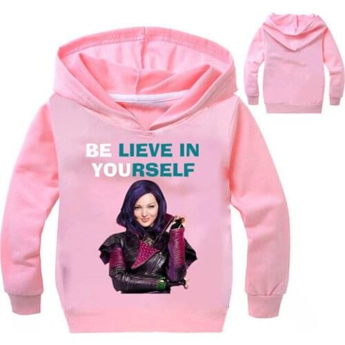 Spring BE LIEVE IN YOURSELF Print Hooded Baby Girls Sweatshirt Children Clothes Cartoon T-Shirts Girl Pullover Kids Coat Outwear