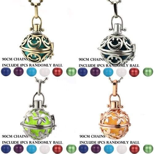 Mexico Chime Smiley Face Aroma Vintage Locket Necklace Music Ball Pregnancy Necklace Essential Oil Box Pregnant Fashion Jewelry