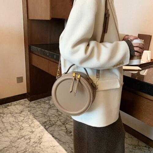 Vintage Women Female Handbags Tote Shoulder Bag Ladies PU Leather Crossbody Bags Elegant Design Round Messenger Tote Bag