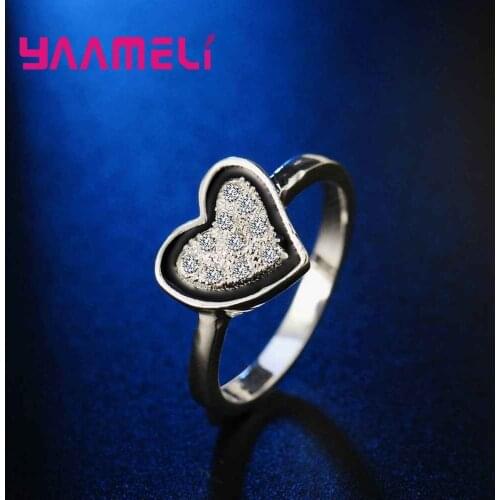 Top Quality 925 Sterling Silver Jewelry Wedding Engagement Accessories Clear Sparking Cubic Zirconia Stone Gift Ring