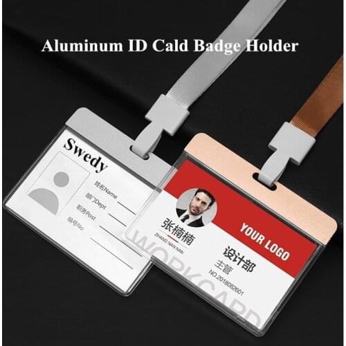 High Quality Acrylic ID Badge Holder Case Hard 2-Sided Plastic ID Credit Card Cover Protector Name Card Holder With Neck Lanyard