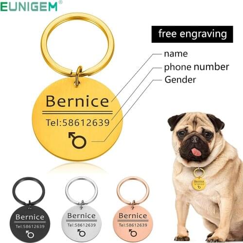 Pet ID Dog Tags Pet Dog Cat Collar Accessories Decoration Collars Stainless Steel Cat Tag Customized Tag Free Engraving