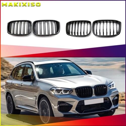 1 Pair Front Grille Kidney Grill 1 Slat For BMW G01 G02 G08 X3 X4 2018 2019 2020 Car Styling Gloss Matte black Racing Grills
