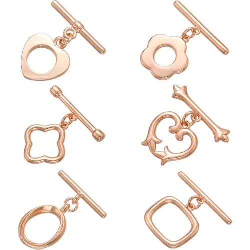 1pcs Flower Heart Shape Metal OT Toggle Clasps Connectors For Handmade Necklace Bracelet Jewelry Accessories Supplies