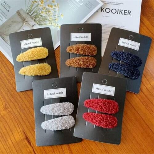 10pair/lot Plush Winter Hair Clips Children Waterdrop BB Clips Girls Hairpins Fashion Geometric Hairprips Hair Accessories