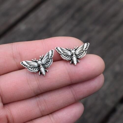 12pair wiccan skull head moth earrings