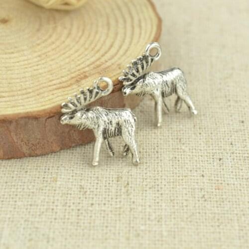 20 pcs 18*15 mm Antique Tibetan Silver Charms Bracelet Necklace Pendant New Fashion Alloy charm deer D9148