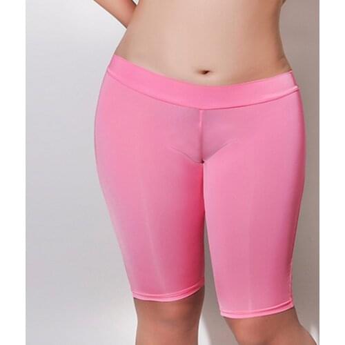 2021 Safety Short Stretch Oil Shiny Glossy Panties Boxer Shorts Sexy Women Transparent Underwear Underpants Slip Fashion Stain