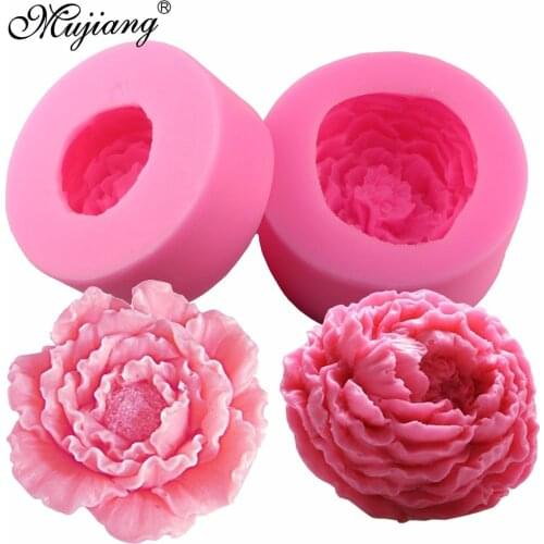 3D Silicone Candle Molds peony Flower Clay Soap Mold Fondant Chocolate Cake Baking Moulds Cake Decorating Tools