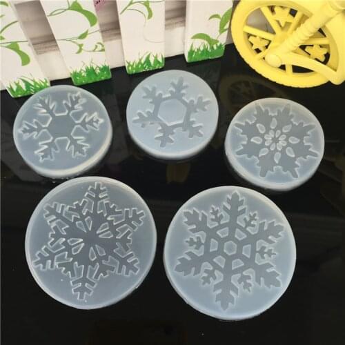 5pcs/set Snowflake Silicone Mold Resin Craft DIY Mould Tools for Jewelry Pendant Necklace Making Decorating