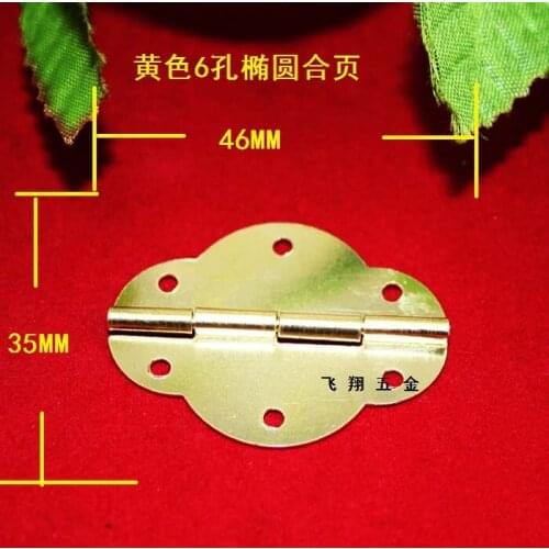 50Pcs 46 * 35MM Small oval box accessories gold plated hinge 6-hole lace olive hinge