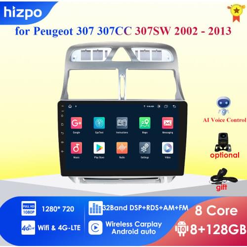 Ossuret 9inch 2G+32G Android 10 For PEUGEOT 307 sw 307 2002 - 2013 Car Radio Multimedia Video Player Navigation GPS 2 din dvd BT