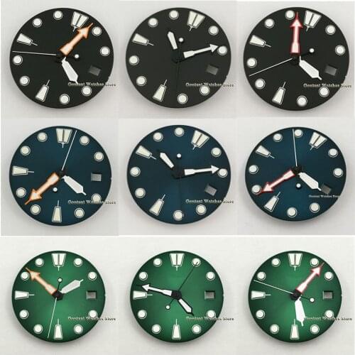 Goutent 28.5mm Sterile Watch Dial With Hands Green Luminous For ETA 2836 2824 Miyota 8215 821A Mingzhu DG2813/3804 Movement