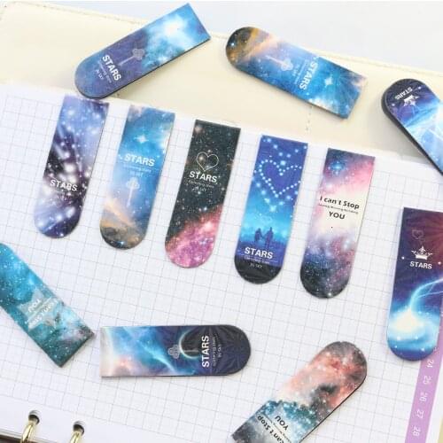 Domikee New creative sky stars pattern office school magnetic bookmarks set for books gift stationery supplies 6 pcs/lot