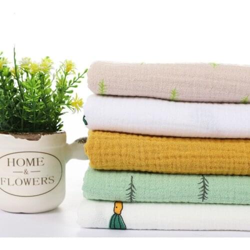 Breathable Double Gauze Cotton Crepe Fabric 50x135cm Printed Cotton Crepe Fabric for DIY Sewing Baby Cloth Sleepwear Tracksuit