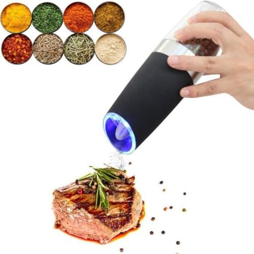 Electric Salt and Pepper Grinders Stainless Steel Automatic Gravity Herb Spice Mill Adjustable Coarseness Kitchen Gadget Sets
