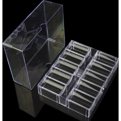 Hot Professional Casino Game Transparent Poker Chip Set Tray 20 Rows/200 Chips Container Holder Storage Case with lid 1pcs