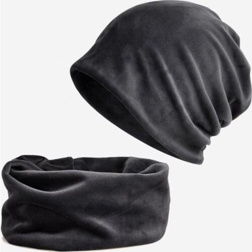 Ldslyjr 2021 Autumn Winter Skullies Cap Beanie Hat Solid Color Turban Hat Scarf Dual Use for Men and Women 08