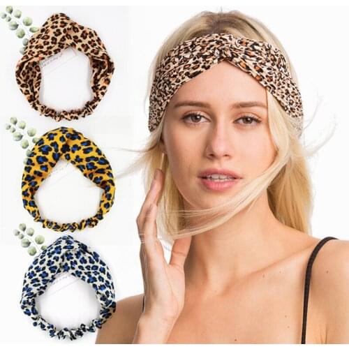 Leopard Elastic Headband Hairband Women Bohemian Head Band Girl Hair Accessories Bows Cotton Turban Head Wrap Headwear Scrunchie