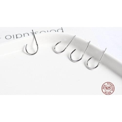 LKO 925 Sterling Silver Fashion Fish Hook Half Circle Versatile Simplicity Stud Earring For Women Jewelry Accessories Gifts