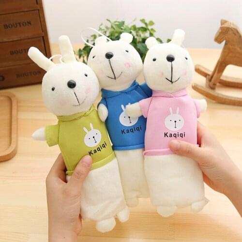 Kawaii Creative School Pencil Case Lovely Rabbit Girl Plush Pen Bag Case Girls Student Pen Storage Bag Korean School Stationery
