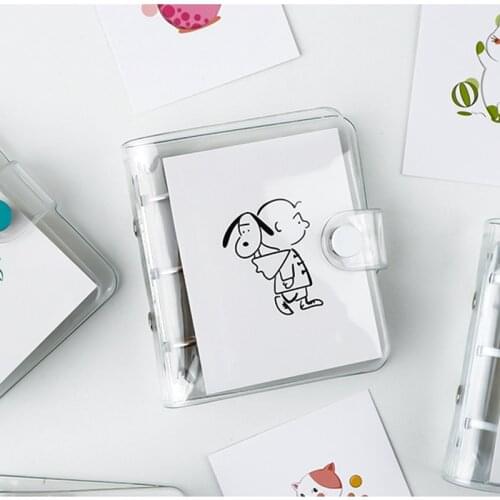 Mini 3 Hole Spiral Notebook Cute Coloful Loose Leaf Binder Planner PVC Transparent Diary PP Paper Zip Bag Accessories