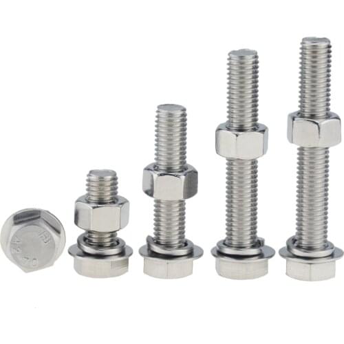 10 Set M6 Hex Socket Head Cap screw Bolt And Nut Set With Plain Washers 304 Stainless Steel Hex Screw Screw Nut 6x8 6x20 6x60