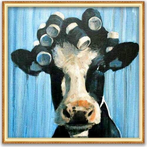 Animal Cow DIY 11CT Cross Stitch Embroidery Kits Needlework Craft Set Cotton Thread Printed Canvas Home Decoration Wholesale