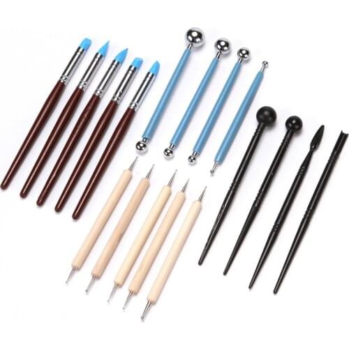 DIY Crafts Clay Sculpting Tool Kit Wax Pottery Ceramics Wooden Handle Modeling Clay Tool Nail Art Tool Cake Decorating Tool
