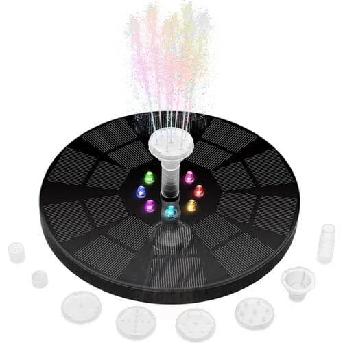 5V 3W Solar Water Fountain Pump Luminous 8 LED Colorful Lights Garden Floating Fountain Pump Swimming Pools Pond Lawn top sale