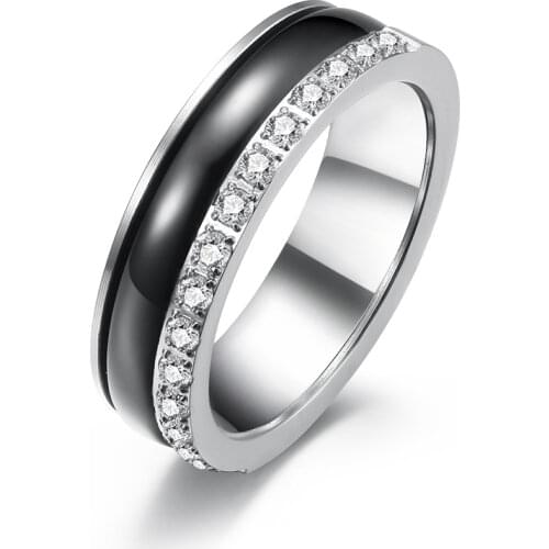 New Arrvial Trendy black Stripe Stainless Steel Male Men Rings Hiqh polish Fashion Jewelry US size 6 7 8 9 10 11