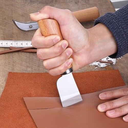 Brand New Beech Wood Color Handle Sharp Leather DIY Craft Skiving Knife, Leather Cutting Handwork Tool