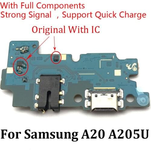 Original USB Charging Port Charger Board Flex Cable For Samsung Galaxy A20 A205U Dock Plug Connector With Microphone