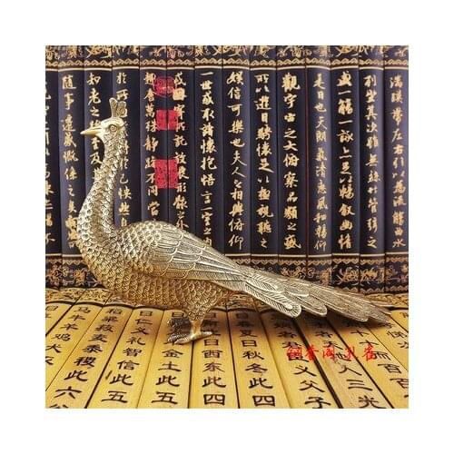 Pure bronze peacocks will last forever handwork carving suporte postura realista nobre Crafts Home Furnishing pure copper