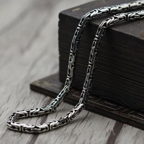 Personalized Retro Simple Dragon Necklace S925 Sterling Silver To Pendant Wild Sweater Chain Thai Silver Jewelry