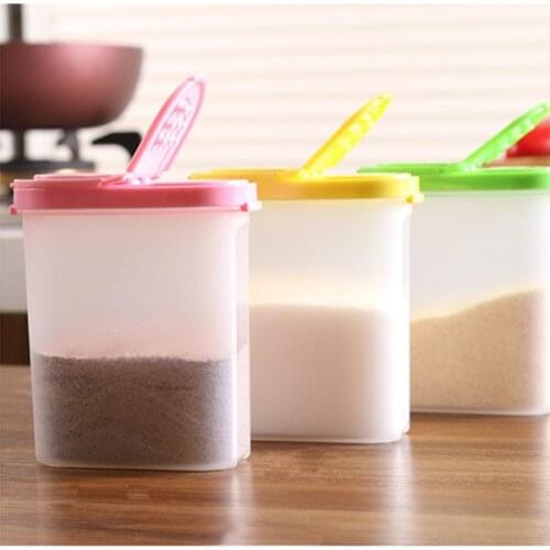 3 Color 250ml Plastic Food Seasoning Container Kitchen Spice Boxes Jar Double Lid Cereal Condiment Bean Storage Bottle Container