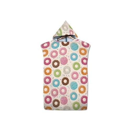 Sweet Food Pattern Adult Beach Poncho Towel With Hooded Outdoor Microfiber Quick Drying Wetsuit Changing Robes Soft Bath Towels