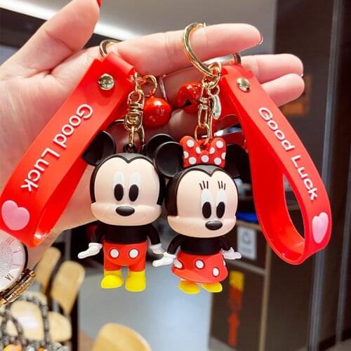 Disney Mickey Minnie Mouse Keychains Bag Pendant Cartoon For Couple Animal Key Chain Decoration Gift
