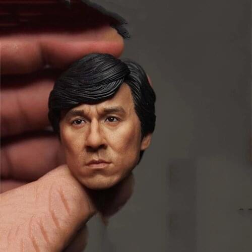 Custom 1/6 Scale Male Man PVC Head Sculpt Jackie Chan Carved Model Toys Figure Accessory for 12 inches Action Figure Body