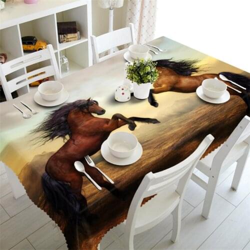 Horse 3D printing Rectangular Tablecloths Polyester Table Cover Modern Customizable Table Cloth