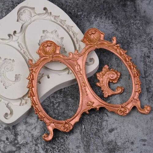 Silicone Mold Fondant Mould New European-style Oval Large Double Frame Dry Pace Decorative Candy-resistant for Cake Decorations