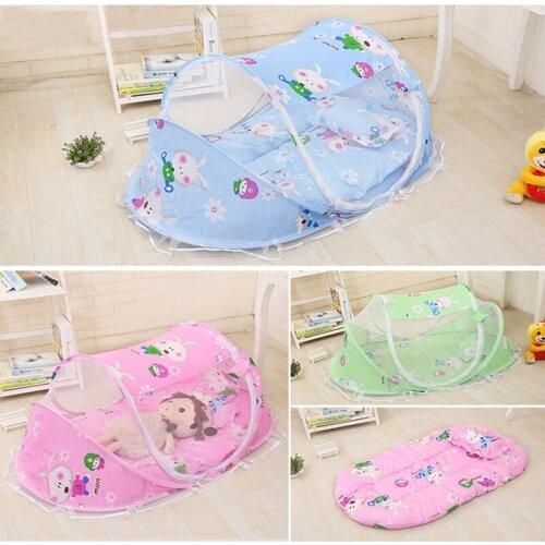 110*65*60cm Folding Portable removable and washable 4pcs Cotton baby Nest Sleep Pad+Crib netting+music bag+baby Pillow for 0-3Y